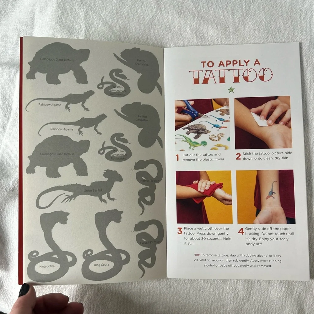 Snakes & Other Reptiles Temporary Tattoo Book - Multicolor Unused!